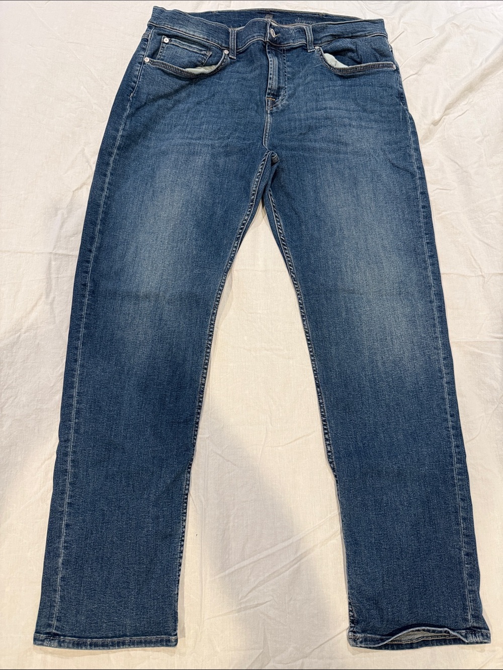 7 For All Mankind Slimmy Men's Straight Jeans in Medium Blue Denim
